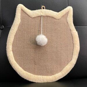 Cat Shape Cat Scratcher! Plush Fleece and Burlap and over a foot tall.  New!